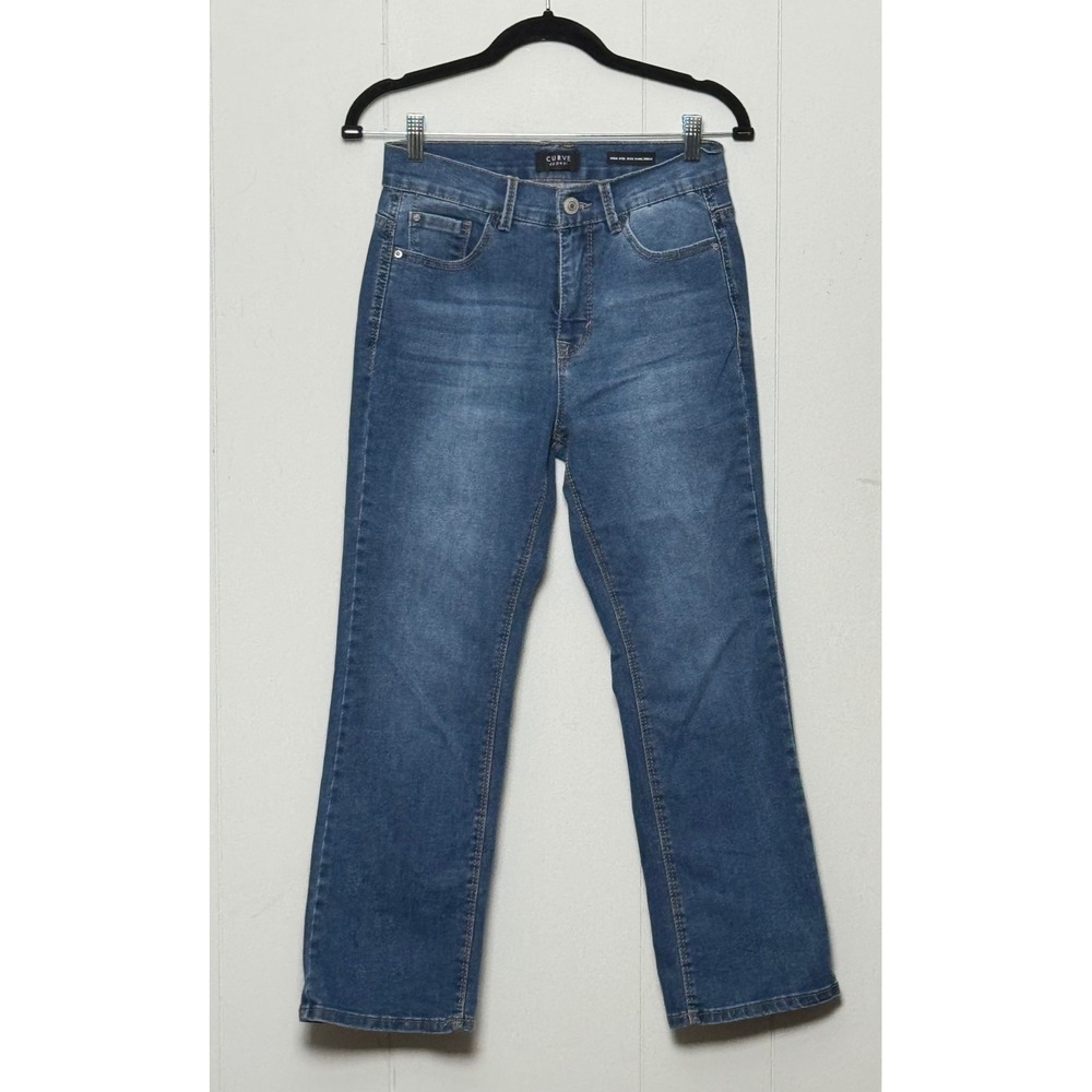Curve Appeal High Rise Kick Flare Ankle Jeans Medium Wash Blue Denim Size 2/26